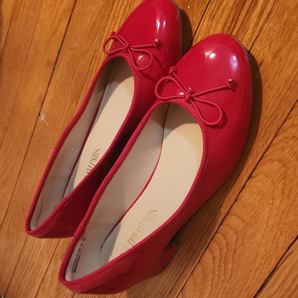 Cherry Red Patent Cherish Classic Ballerina Flat Low Heel - 8